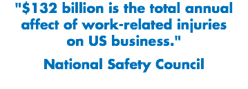 "$132 billion is the total annual affect of work-related injuries on US business." National Safety Council
