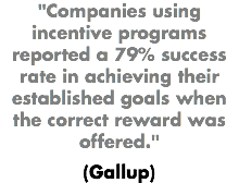 "Companies using incentive programs reported a 79% success rate in achieving their established goals when the correct reward was offered." (Gallup)